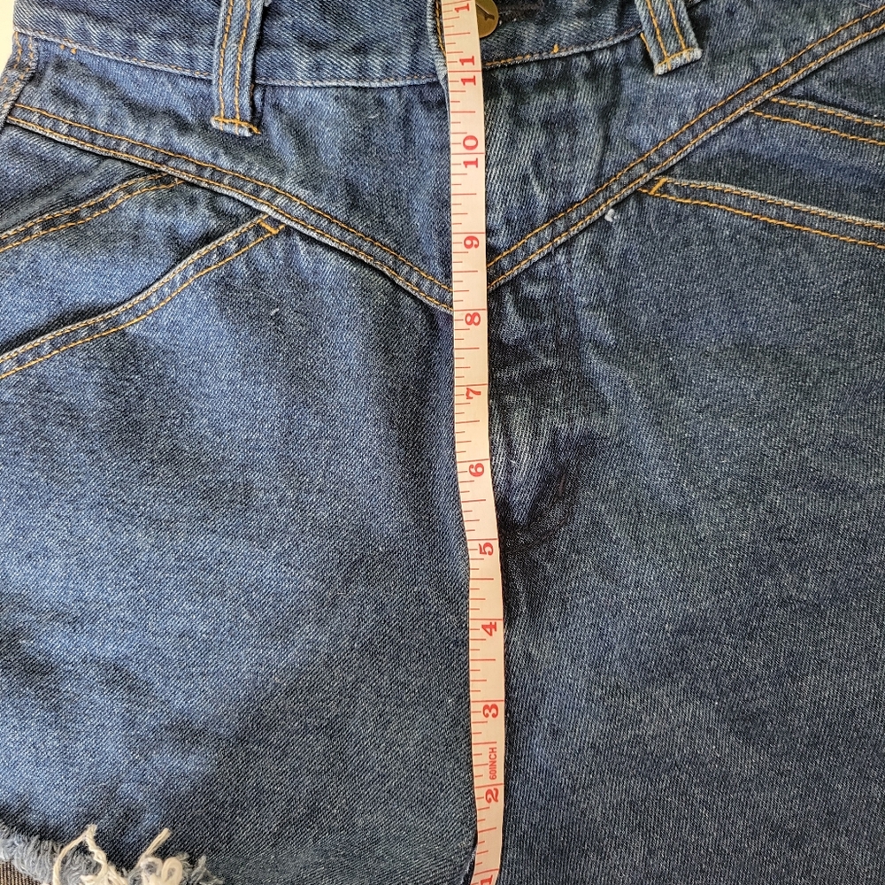 Vintage Dark Wash Denim Western Jean Cut Off Shorts Size 5 - Picture 10 of 11